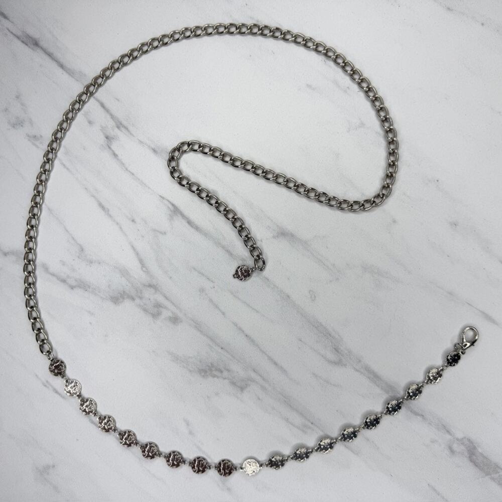 Faux Mercury Dime Coin Silver Tone Chain Belt One Size (OS) ✨